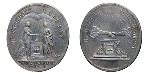 ANRO-1426 Holandese-Armenian Marriage Medal - (Oval; Altar : Matrimony) - Silver.jpg